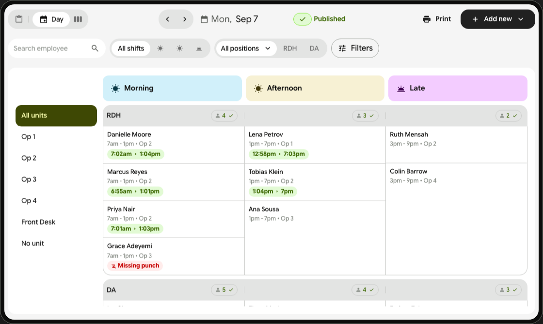 Arca dental scheduling workspace