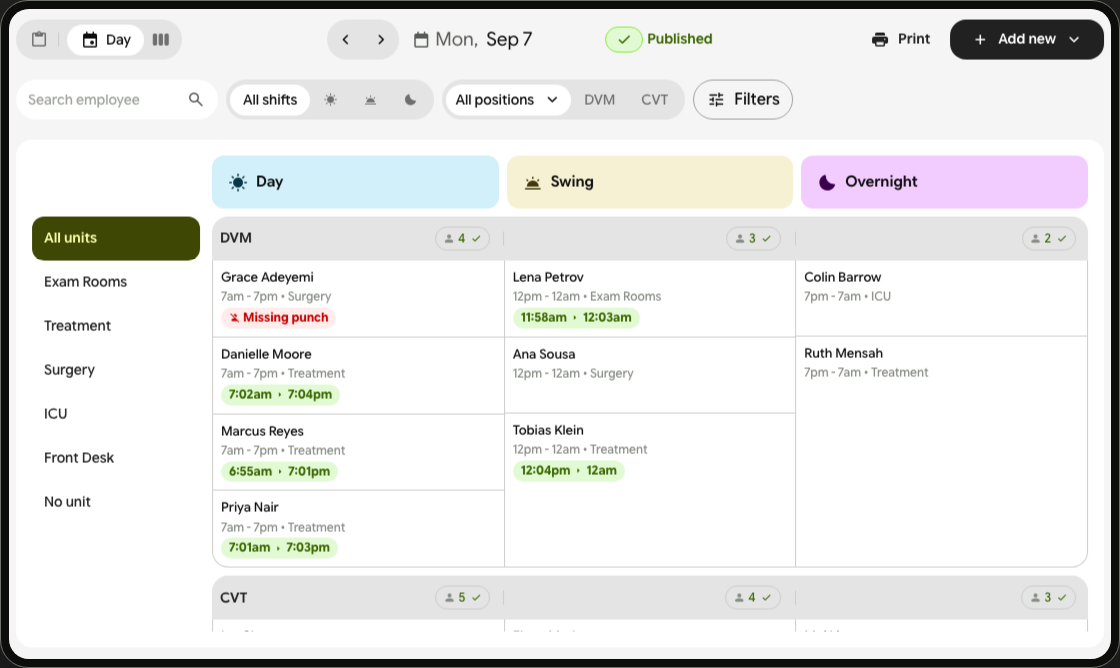 Arca veterinary scheduling workspace